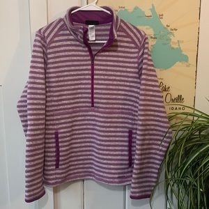 Patagonia Purple and White Striped Sweater